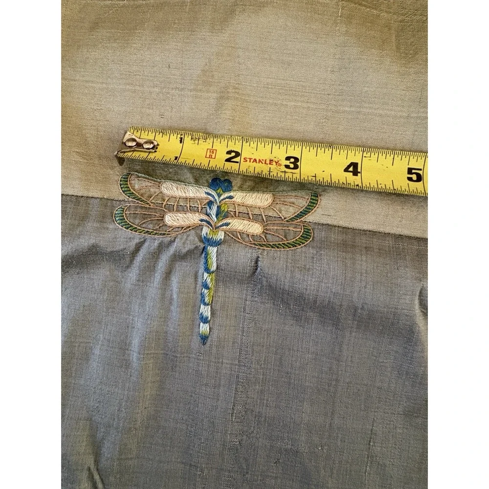 2 Oly Studio Silk Euro Pillow Cover Blue and Green With Embroidered‎ DragonFly